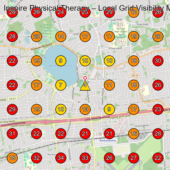 Inspire Physical Therapy GeoGrid visibility map for Physical Therapist in Ronkonkoma